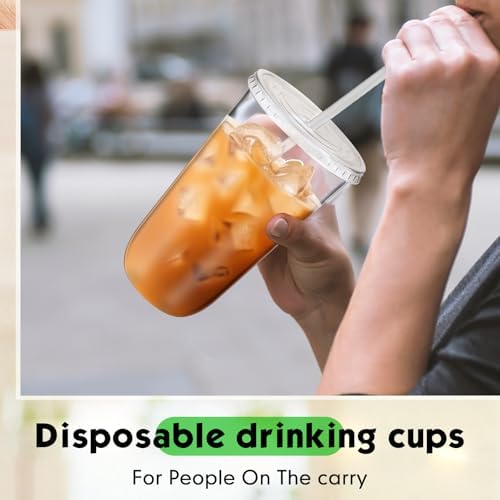 Ziliny 50 Sets 18oz Clear Plastic Cups with Lids and Straws Disposable Cups - Image 5