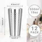 Metal Cup, 19 oz Insulated Tumbler, 12 Pack Double Wall Unbreakable Stackable Water Tumblers Premium Insulated Stainless Steel Cups Drinking Glasses for Home Travel Camping Outdoor - Image 2