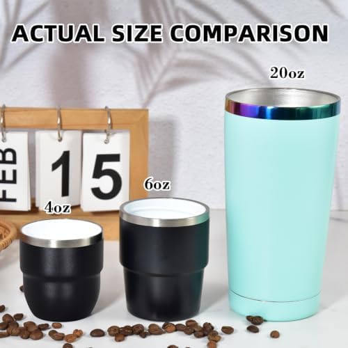 CHLJAR Espresso Cups, 6oz Insulated Espresso Cup Set of 4, Espresso Shot Cups, Stainless Steel Espresso Glasses, Stackable Mini Tumbler, Small Cup for Coffee - Image 3