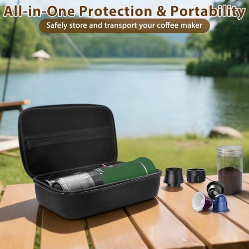 Portable Coffee Maker for Travel & Camping, Portable Espresso Maker with Bag, Rechargeable Cordless Battery Operated Coffee Makers for Ground Coffee, NS Capsule RV, Hiking, Office(Green) - Image 4