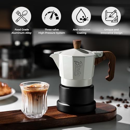 Bincoo Three Valve Espresso Maker Stovetop,Camping Moka Pot 2 Cup/120ML,Stove Top Espresso Italian Coffee Maker - Image 2