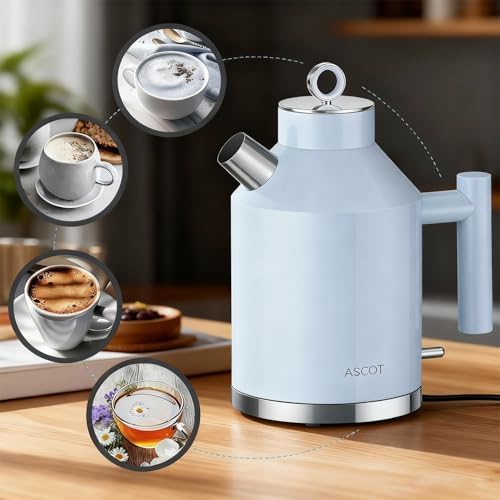 ASCOT Electric Kettle, 1.5L Stainless Steel Interior, 1500W, Light Blue - Image 4