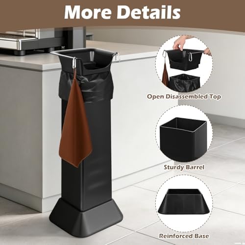 Extra Large Freestanding Espresso Coffee Knock Box with Garbage Bags for coffee shops restaurants home kitchens,Espresso Coffee Grounds Floor Standing Knock Box with Towels and Hook - Image 6