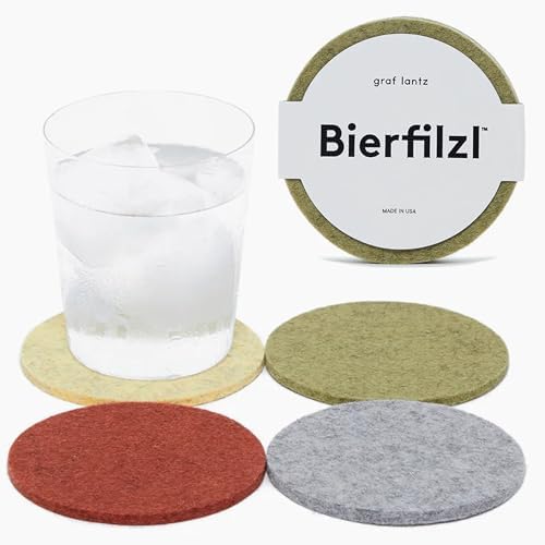 Graf Lantz - Bierfilzl Merino Wool Round Coasters Set of 4 - Ikebana (4" Circles) - Absorbs 30% of Weight - German Wool - Heat Resistant, Sustainable, & Reusable - Home Decor & Coffee Table Decor by GrafLantz