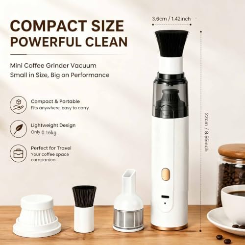 Mini Coffee Grinder Vacuum Cleaner, 2026 New Coffee Grinder Cleaner，White - Image 7