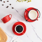 8 OZ Porcelain Stackable Cappuccino Cups and Metal Stand Set of 4 - Image 5