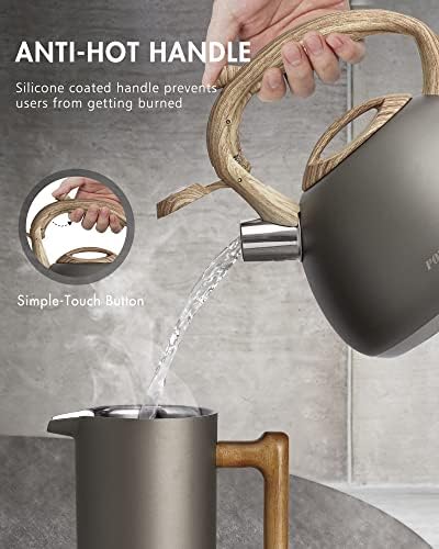 POLIVIAR Tea Kettle, Iron Grey Tea Pot Stovetop, 2.7 Quart Loud Whistling Coffee and Teapot, Food Grade Stainless Steel for Anti-Hot Handle and No-Rust, Suitable for All Heat Sources (JX2020-QB30) - Image 4