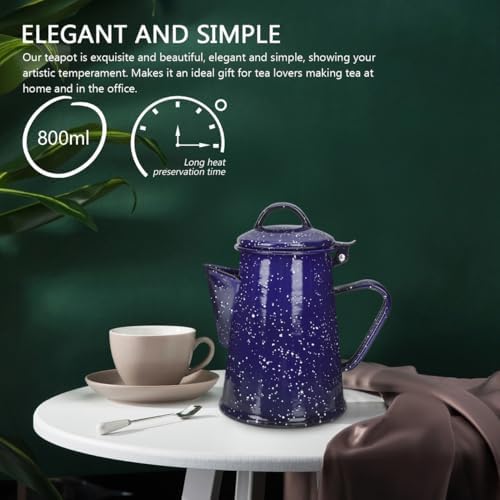 MAGICLULU Enamel Tea Kettle, Water Heating Coffee Pot with Anti-Scalding Handle and Thin Spout, for Home Dorm Office Restaurant Campfire Use, Blue, 0. 8L, 19 x 17 x 11. 5 cm - Image 6