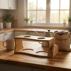 Wooden Pour Over Stand Dual Hole for Two Cups - Image 5