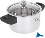 KSJONE See Through lid Milk Boiler 67 oz/2000 ml Pot, Stainless Steel Double Wall Milk Cooker with Whistle and Funnel, Silver by KSJONE