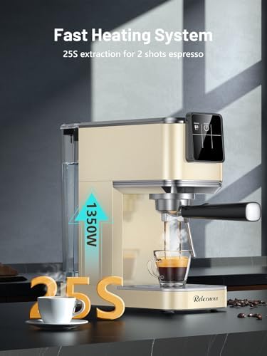 RELEXNOW Espresso Machine, 20 Bar Espresso Maker Milk Frother & LCD Panel, Hot & Iced Coffee Machine, Stainless Steel Espresso Coffee Machine with 41oz Water Tank for Cappuccino, Latte - Image 3