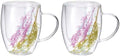 METALLIXITY Flowers Double Wall Glass Coffee Mugs 11.8oz Multicolor 2Pcs by METALLIXITY