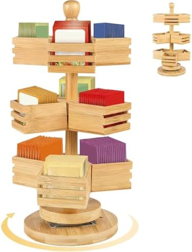 Rotation Tea Bag Organizer For Counter, 3 Tier Tea Bag Holder Organizer For Counter, Rotation Teabag Organizers, Spinned Packet Display Stand, 8 Basket Teabag Caddies For Kitchen Office by Unknown