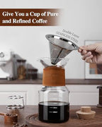 Pour Over Coffee Maker with Double-Layer Stainless Steel Filter, 20 oz Pour Over Coffee Dripper Espresso Cups Set of 4, 5 oz Small Espresso Shot Glasses with Handle - Image 4