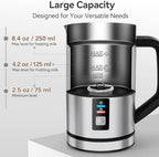 Secura Milk Frother, Automatic Hot/Cold Foam Maker, Stainless Steel, 8.4oz (Pack of 6) - Image 5