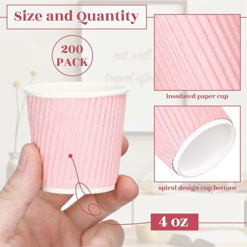 Yaomiao 200 Pcs 4 oz Disposable Espresso Coffee Cups, Pink - Image 2