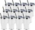 DOMICARE 30 oz Tumbler with Lid and Straw, Stainless Steel Tumblers Bulk, Insulated Vacuum Double Wall Travel Coffee Mug, Durable Powder Coated Tumbler Cups (White, 12) by VisittheDOMICARE