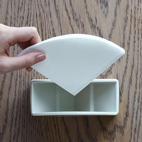 Coffee Filter Holder Cone Coffee Filter Holder, Ceramic Coffee Filter Storage Box Container for V60, Flat Bottom Coffee Filter Paper, for Home Office Cafe Countertop Decor Coffee Filter Paper Dispense - Image 5