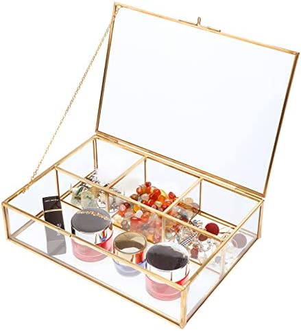 Gold Glass Tea Bag Organizer, Tea bag Storage Glass Box (4 Compartments) - Image 6