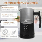 Milk Frother, 4 in 1 Electric Milk Frother and Steamer with Handle, Saicefe 11.8oz/350ml Automatic Warm and Cold Foam Maker for Coffee,Latte, Cappuccino, Hot Chocolate, 400W, Black - Image 3