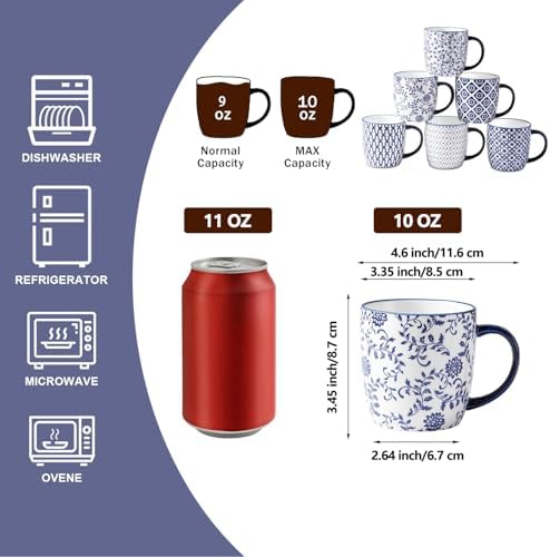 10 Oz Ceramic Coffee Mugs Set of 6 - Image 4