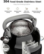 Amaste Retro Electric Kettle with Thermometer, 57 Oz Capacity, Black - Image 4