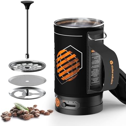 Portable Camping Coffee Maker, Electric French Press, Travel Kettle, 120V by STOKEVOLTAICS