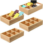 Maitys 4 Pcs Bamboo Tea Organizer, Beige 6 Compartment Storage Box by Maitys