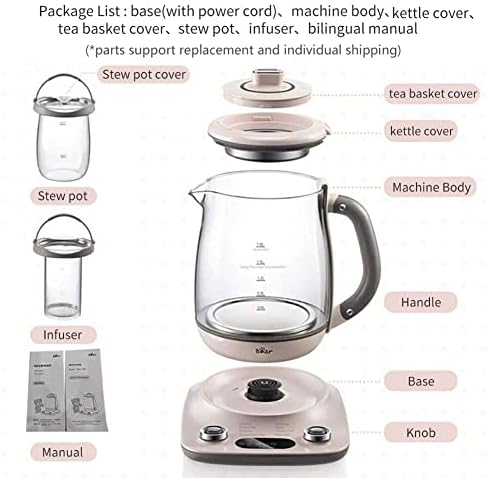 Bar 1.8L Health- Care Beverage Tea Maker and Kettle YSH-C18R1, Durable 316 Stainless Steel & Glass Brew Cooker Master,8-in-1 Programmable, 4 Range Temperature Warming Function, Pink - Image 6