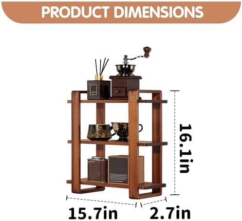 Coffee Station Organizer for Kitchen walnut WoodenCountertop Mug Holder 3 Tier Wooden Cup Organizer Stand Shelf - Image 2
