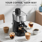 XIXUBX 6 Bar Espresso Machine, Compact with Milk Frother, Stainless Steel - Image 6