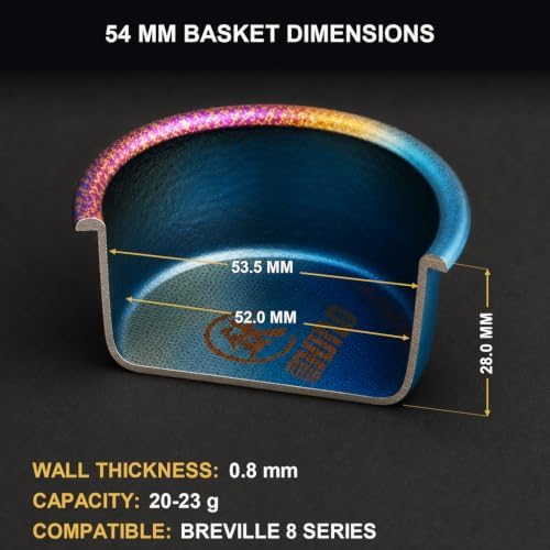 TiiRHINO 54mm Espresso Basket, 20-22g Double-layer Titanium High Precision Extraction Filter Basket Fits,Bottomless Portafilter, 0.13 mm Hole Diameter, Most E61 Portafilter-Classic (Rainbow, 54mm) - Image 5