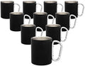 DISCOUNT PROMOS Stainless Steel Mugs with Carabiner Handle 10 oz. Set of 10, Bulk Pack - Perfect for Coffee, Soda, Other Hot & Cold Beverages - Black by DISCOUNTPROMOS