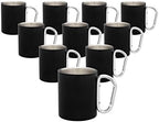 DISCOUNT PROMOS Stainless Steel Mugs with Carabiner Handle 10 oz. Set of 10, Bulk Pack - Perfect for Coffee, Soda, Other Hot & Cold Beverages - Black by DISCOUNTPROMOS