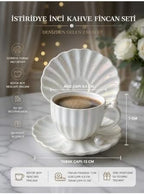Oyster Model pearlescent inlay 2-Person Porcelain Tea & Coffee Cup Set (Large Size), Unique Seashell Design for refined Presentation - Mother of Pearl White - Image 7