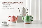 Toptier Electric Ceramic Tea Kettle, Boil Water Quickly and Easily, Detachable Swivel Base & Boil Dry Protection, Carefree Auto Shut Off, 1 L, Green Leaf - Image 5