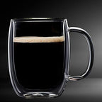 Safdie & Co. 2 PCS Set Insulated, Cappuccino Cups,Glass Coffee Mug, 350ml, Transparent - Image 3