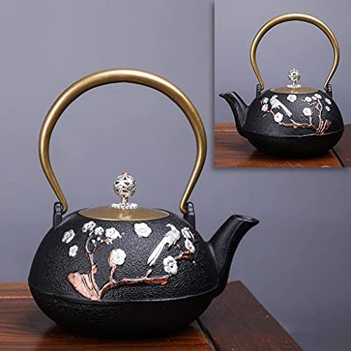 LJYT Teapot Teapots Cast Iron Handmade Teapot Loose Leaf Teapot Filter Heat Tea Kettle Single Home kettle Uncoated vintage cast iron kettle (Color : Magpie Deng Mei) by Unknown