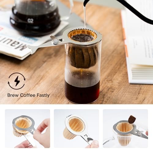 Reusable coffee capsule filter cup | Double-layer 304 stainless steel filter, silicone sealing cover, easy to clean | Environmentally friendly essential for home, cafe, office (orange,Set3) - Image 6