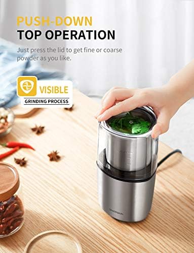 SHARDOR Electric Coffee Grinder Herb Blade Grinder Spices Grinder with 2 Removable Stainless Steel Bowls, Silver - Image 5