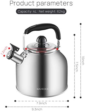 4.2 Quart/4L 18/8 Stainless Steel Whistling Tea Kettle - Image 4