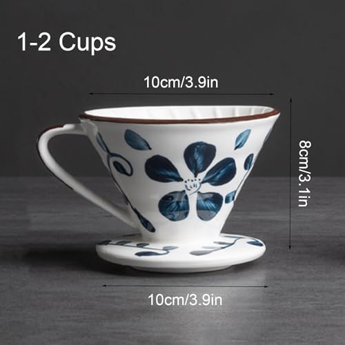 Ceramic Pour Over Coffee Dripper, Hand painted Coffee Drip Filter - Image 2