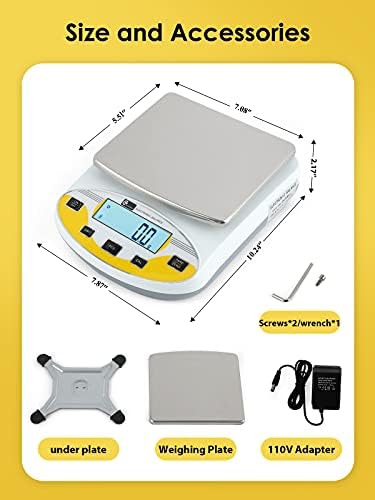 CGOLDENWALL Precision Lab Scale 5000gX0.01g Analytical Electronic Balance Digital Laboratory Scale Precision Jewelry Scales Kitchen Weighing Electronic Scales 0.01g Calibrated 110V (5000g, 0.01g) - Image 6