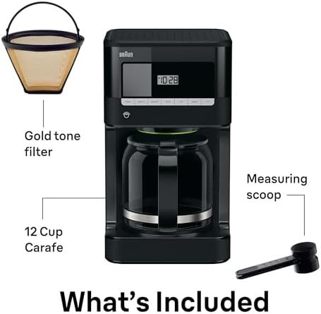 Braun Brew Sense 12 Cup Drip Coffee Maker - Pause & Pour Mid Brew, Programmable Coffee Machine with 24-Hour Timer & Clock, 1-4 Cup Functions, Self Clean, Auto Shutoff, Removable Filter Basket, Black - Image 5
