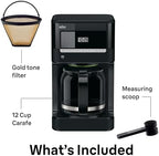 Braun Brew Sense 12 Cup Drip Coffee Maker - Pause & Pour Mid Brew, Programmable Coffee Machine with 24-Hour Timer & Clock, 1-4 Cup Functions, Self Clean, Auto Shutoff, Removable Filter Basket, Black - Image 5