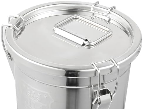 DYNAMI 304 Stainless Steel Containers With Lid,202oz Airtight Flour Container for Kitchen,5-10lbs Metal Airtight Canisters Milk Jug Coffee Bean Cookies Canisters w/Locking Clamp (6L/1.6Gal) - Image 6