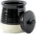 Ceramic Food Storage Jar,Coffee Canister for Countertop with Lids Airtight,Large Flour,Spices,Beans,Rice and Candies Containers for Kitchen and Home,Farmhouse Kitchen Decor,35 OZ Black by Tikooere