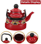 Enamel on Steel Whistling Tea Kettle, Kitchen Stovetop Teakettle for Brewing Tea and Coffee, VintageTea Pot for Living Room Decorations Domestic (Redb 1.1l) - Image 2