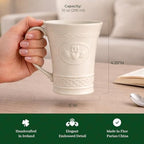 Belleek Classic Claddagh 10 oz Irish Coffee Mug Set, Handcrafted Parian China Ceramic Cups, Irish Symbol Design, Set of 2, White - Image 3