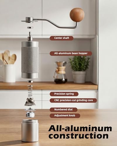 Pro Manual Coffee Grinder Stainless Steel Conical Burr With Adjustable Settings.Portable For Espresso, French press, Pour-over. All-metal, Plastic-free, Perfect For Travel camping - Image 4